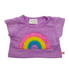 Build-A-Bear lila plüss ruha póló szemből szivárvány mintával
