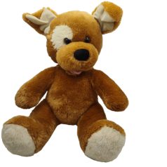 Eredeti Build-A-Bear Workshop barna-fehér foltos plüss kutya szemből