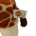 Hivatalos bevarrt Keeleco és Longleat szafariparkos textilcímke a plüsszsiráf oldalán közelről fotózva