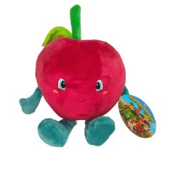 Piros alma plüss figura szemből hímzett mosollyal 30 cm