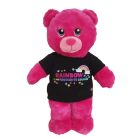 Build-A-Bear fukszia rózsaszín plüssmaci szivárványos pólóban