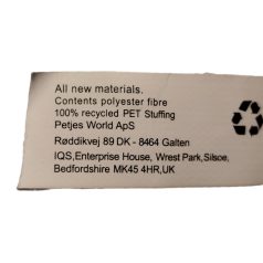 Eredeti 100% újrahasznosított textil címke Petjes World plüss játékon