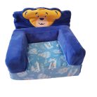 Build-A-Bear macifejes kék plüss játék fotel szivacs béléssel szemből fotózva