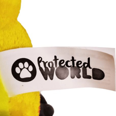 Protected World mancsnyomos eredeti gyári belső textil termékcímke közelről