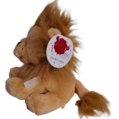 Márkás Keel Toys Pippins oroszlán plüssbaba oldalról barna műszőrme sörénnyel és gyári címkével