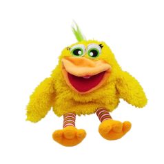Kinder sárga madár kézbáb 24 cm szemből