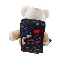 Build-A-Bear Proton hátizsák plüss maci hátára rögzítve