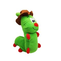 Beazonosított Kinder zöld hernyó plüss 22 cm szemből