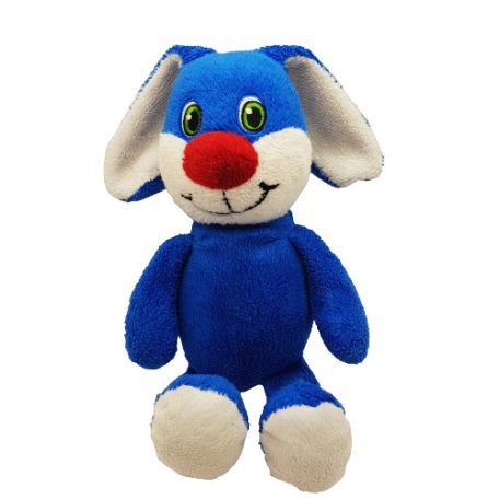 Kék Kinder nyuszi plüss 24 cm szemből nagy piros orral