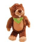 Kinder hód plüssfigura 24 cm zöld kendővel szemből