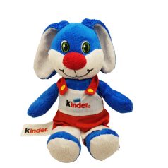 Kinder nyuszi plüss 24 cm piros kertésznadrágban szemből