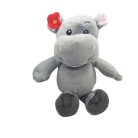 Kinder víziló plüssfigura 24 cm piros virággal szemből