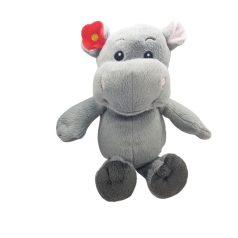 Kinder víziló plüssfigura 24 cm piros virággal szemből
