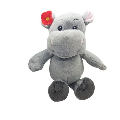 Kinder víziló plüssfigura 24 cm piros virággal szemből