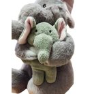 Elefánt plüss kicsinyével 25 cm