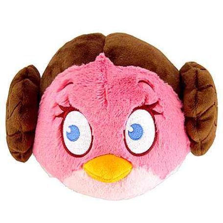 Angry Birds Star Wars Leia plüss szemből rózsaszín arc barna konty kék szem