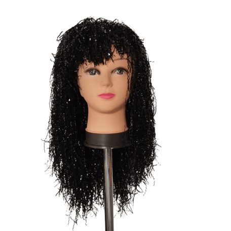 Fekete hullámos fólia paróka