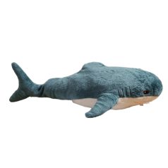 IKEA BLÅHAJ cápa plüss oldalnézet 58 cm kék fehér