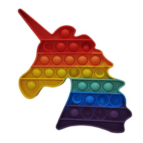Pop It Szivárvány színű stresszoldó játék - Unikornis alakú