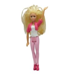 Mattel McDonald's Barbie mini divatbaba szőke hajban pink kiskabátban szemből