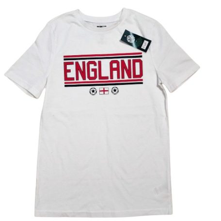 F&F England feliratos fehér rövid ujjú szurkolói gyerek póló függőcímkével szemből