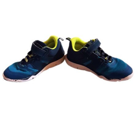 Tépőzáras neonzöld talpú Domyos gyerek sportcipő párban oldalról fotózva