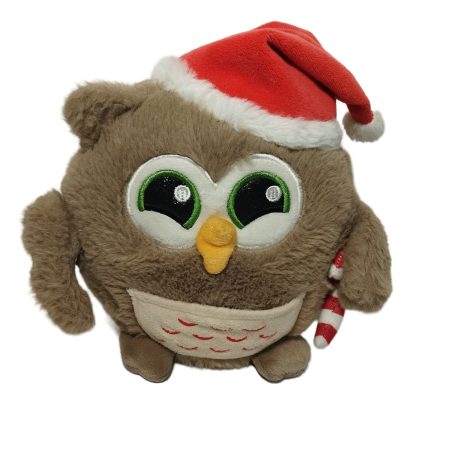 Bagoly plüss Mikulás sapkában 18 cm / Limitált kiadású!