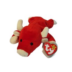Eredeti Ty Beanie Babies Snort plüss bika papírcímkével szemből