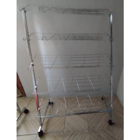 Cipős állvány, 5 soros, Görgős kivitelben, KRÓMOZOTT