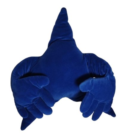 IKEA FAMNIG STJÄRNA kék óriás plüss párna hátulról