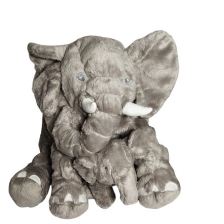  IKEA LEDDJUR elefánt plüss 30cm szemből anya bébi ölelkezik