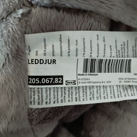 IKEA LEDDJUR elefánt plüss címke 205.067.82 Made in Vietnam