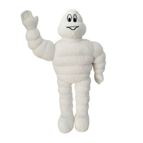 Michelin Man plüss Bibendum kabalafigura 33 cm újszerű fehér integet