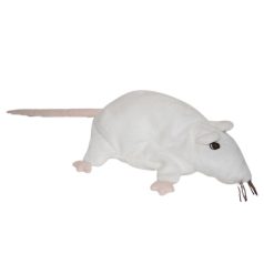 IKEA GOSIG RÅTTA fehér plüss patkány 22 cm test + 17 cm farok, rózsaszín tappancsokkal