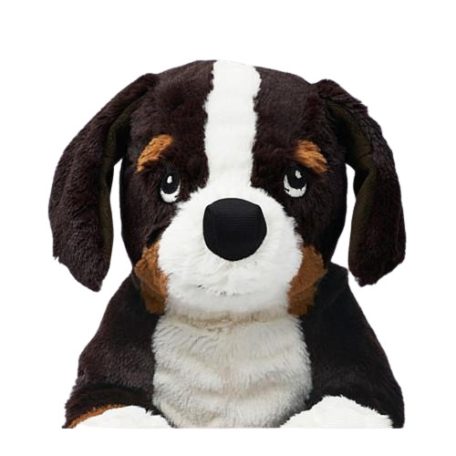 IKEA HOPPIG bernáthegyi plüss kutya fej közelről 36cm
