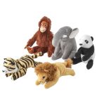 IKEA DJUNGELSKOG kollekció illusztráció - tigris, orángután, elefánt, panda, oroszlán mini plüssök
