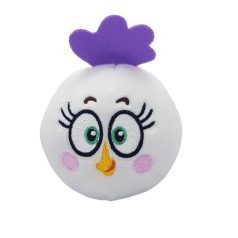 Angry Birds Matilda plüss szemből fehér test lila konty zöld szem sárga csőr rózsaszín pír
