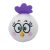 Angry Birds Matilda plüss szemből fehér test lila konty zöld szem sárga csőr rózsaszín pír