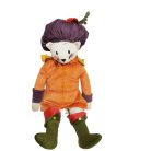 IKEA RIDDERLIG fehér cica plüss 50 cm narancs lovag ruhában, lila kalap zöld csizmával