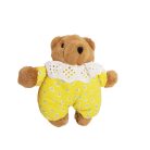  IKEA ritka barna maci plüss 14 cm sárga virágos ruhában fehér csipke gallérral szemből