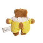  IKEA virágos ruhás maci plüss 14 cm hátulnézet, kopottas címkével, régi kiadás