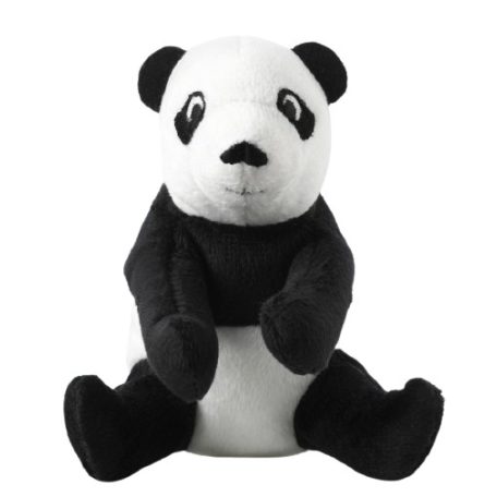 IKEA DJUNGELSKOG panda plüss szemből, fekete-fehér, hímzett szem, 12 cm