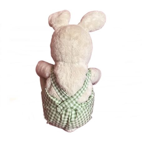  IKEA nyúl plüss hátulról, zöld ruha keresztpánt, 32 cm