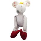 IKEA FABLER MUS egér plüss szemből, sárga korona, virágos fül, piros cipő, 34 cm kitűnő