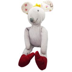 IKEA FABLER MUS egér plüss szemből, sárga korona, virágos fül, piros cipő, 34 cm kitűnő