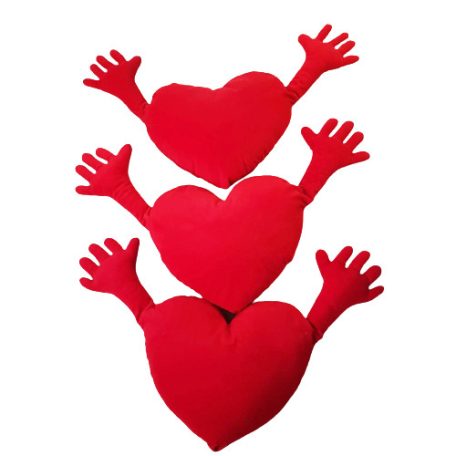 IKEA FAMNIG HJÄRTA szív párna 100cm nagy szemből piros kezek