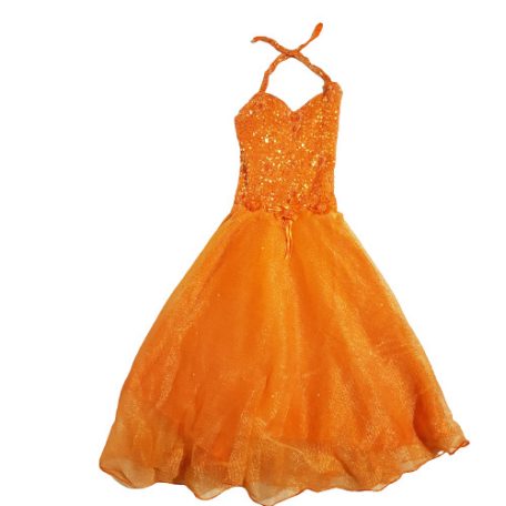 Narancs flitteres ruha/ jelmez 5-8 év