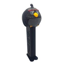  Angry Birds Black Bomb PEZ adagoló szemből fekete madár sárga csőr piros szemöldök