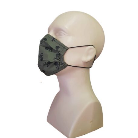 Khaki zöld koponyás textil szájmaszk
