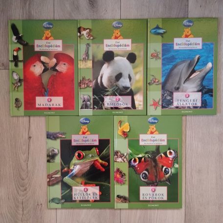 Disney Első Enciklopédiám 1-5 kötet borítói madarak és emlősök